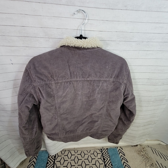 AE GRAY CORDUROY SHERPA LINED BUTTON UP JACKET, SZ XS - Picture 8 of 12